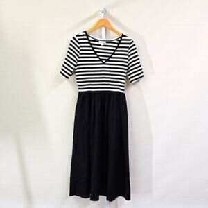 NORDSTROM Stripe Knit Woven Bottom Skirt Dress‎ Size Small